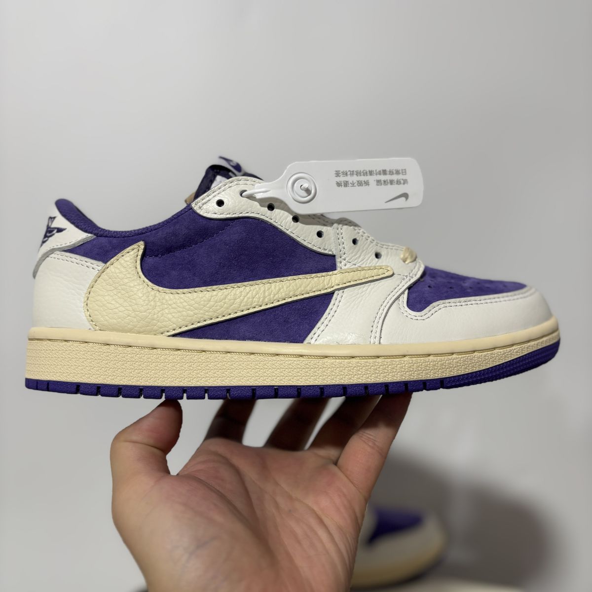 AJ1倒钩白紫 H版⚡️Travis Scott x Jordan Air Jordan 1 乔1 TS经典舒适 低帮 复古篮球鞋 DM7866-117