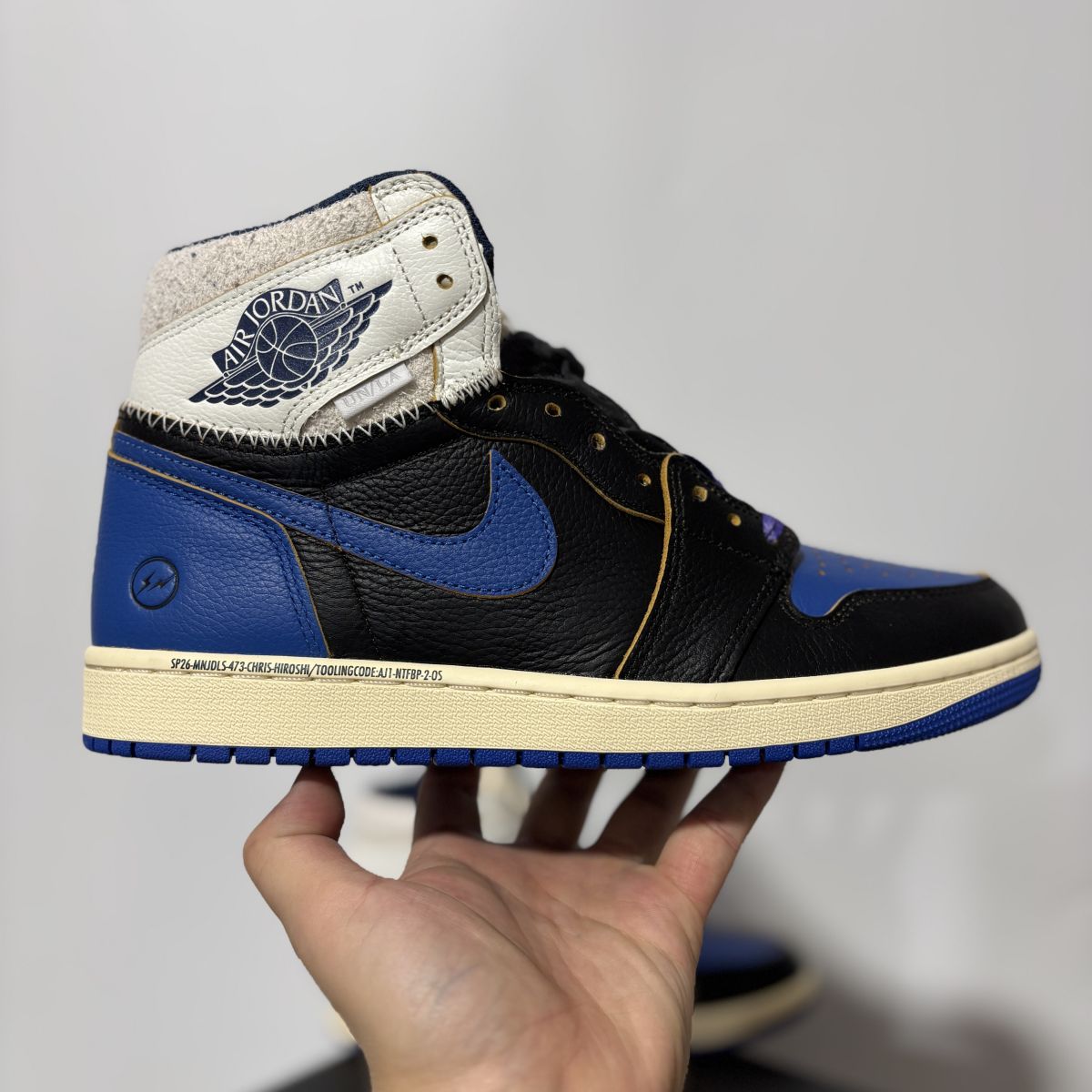 AJ1藤原浩闪电联名黑蓝 特供LJR版‼️ Union LA x Fragment Design x Jordan Air Jordan 1 High OG 柔软舒适 防滑耐磨 高帮 复古篮球鞋 IO