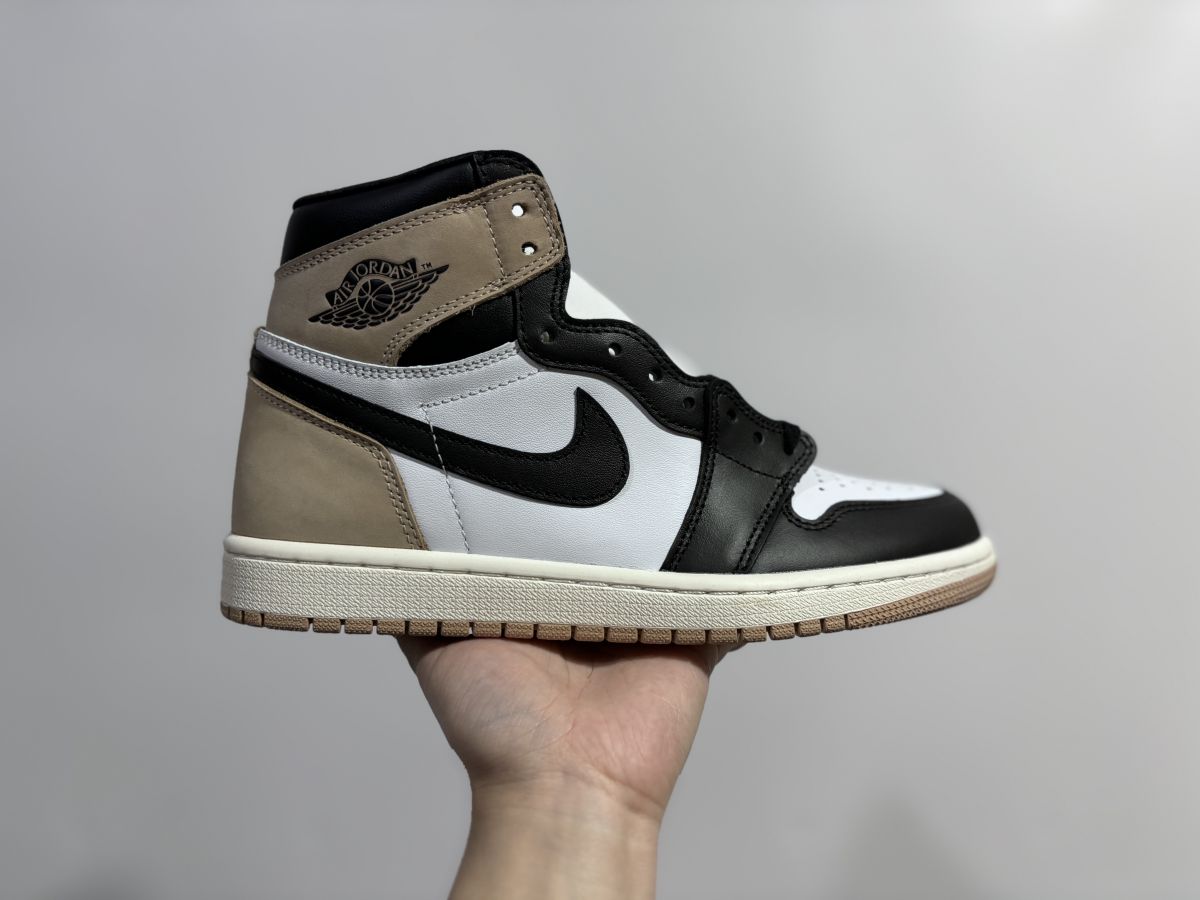 AJ1黑棕色 Air jordan 1乔1高帮浅卡其黑白篮球鞋FD2596-021
