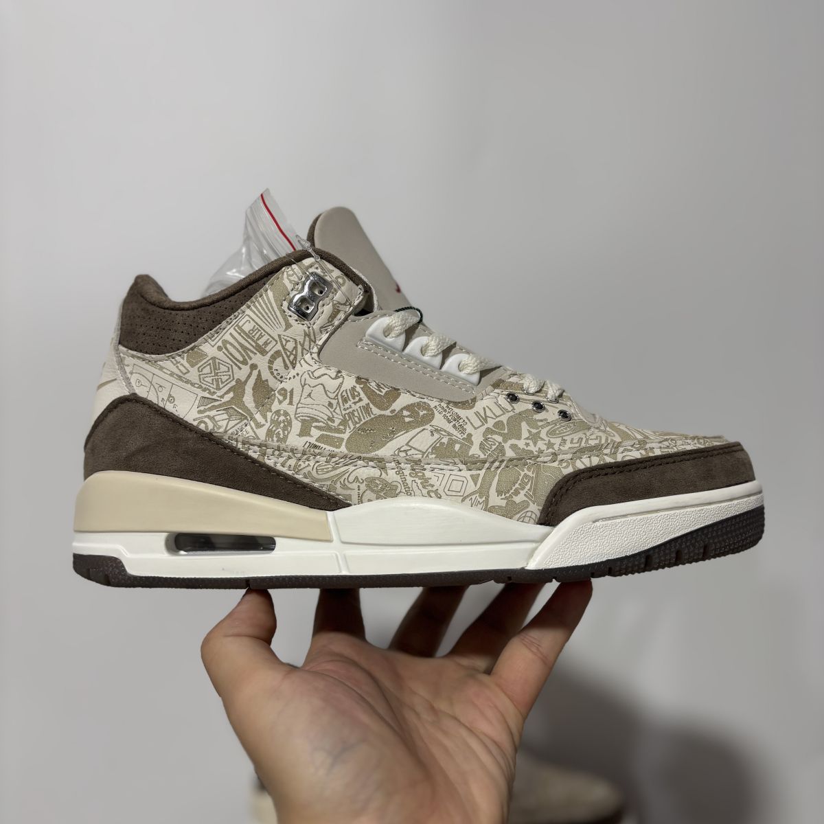 AJ3激光刻印 Air Jordan 3 Retro Laser 乔3激光蚀刻工艺 白棕色 JA1369-001尺码：36-48.5 有45.5