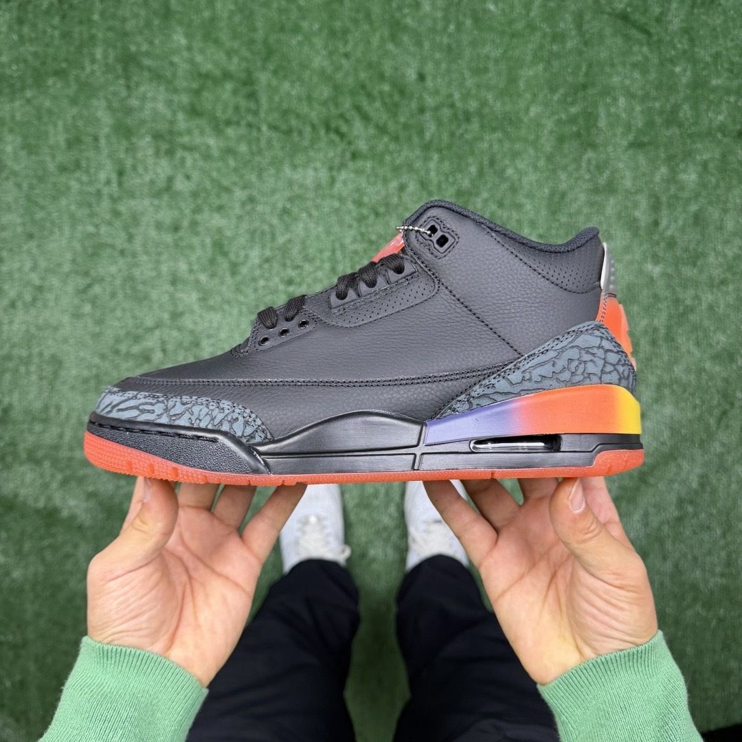 AJ3 联名黑彩虹🌈 LW版⚡️Air Jordan 3 天花板品质 乔3篮球鞋 FN0344-001尺码：36-48.5