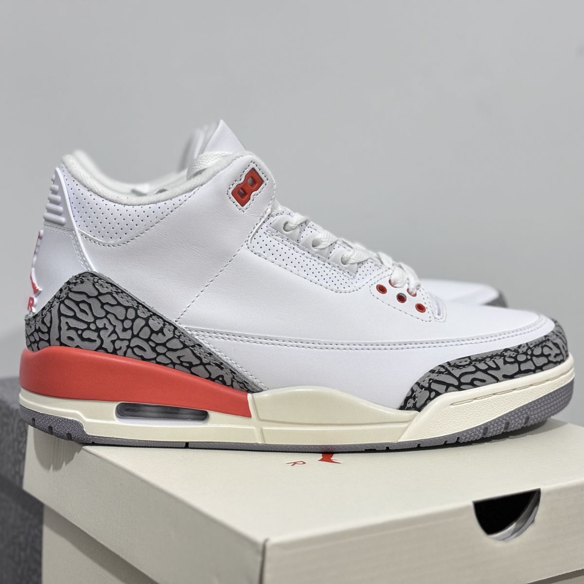 AJ3白橙 头层皮⚡️Air Jordan 3 Georgia Peach 乔3白红灰篮球鞋CK9246-121尺码：36-47.5