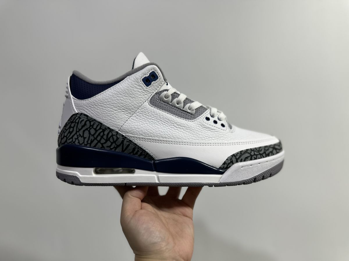 AJ3午夜蓝 OG纯原⚡️Air Jordan 3 Midnight Navy 乔3白蓝海军蓝篮球鞋 CT8532-140