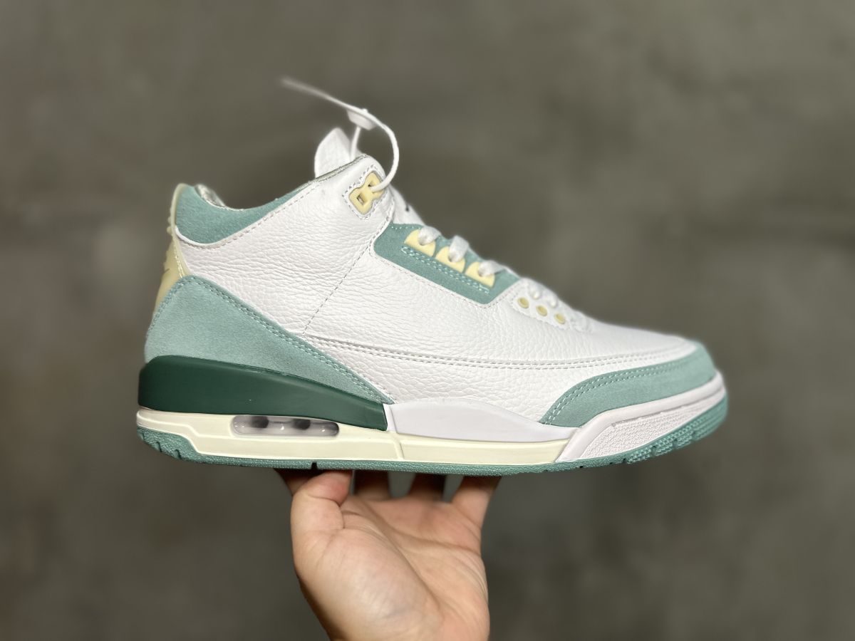 AJ3白玉 Air Jordan 3乔3白绿篮球鞋 头层皮 CT8532-130