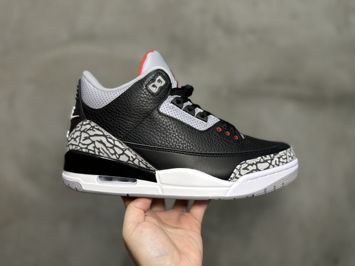 AJ3黑水泥 裁片纯原版⚡Air Jordan 3 OG Retro乔3经典黑水泥运动鞋 854261 854262-001