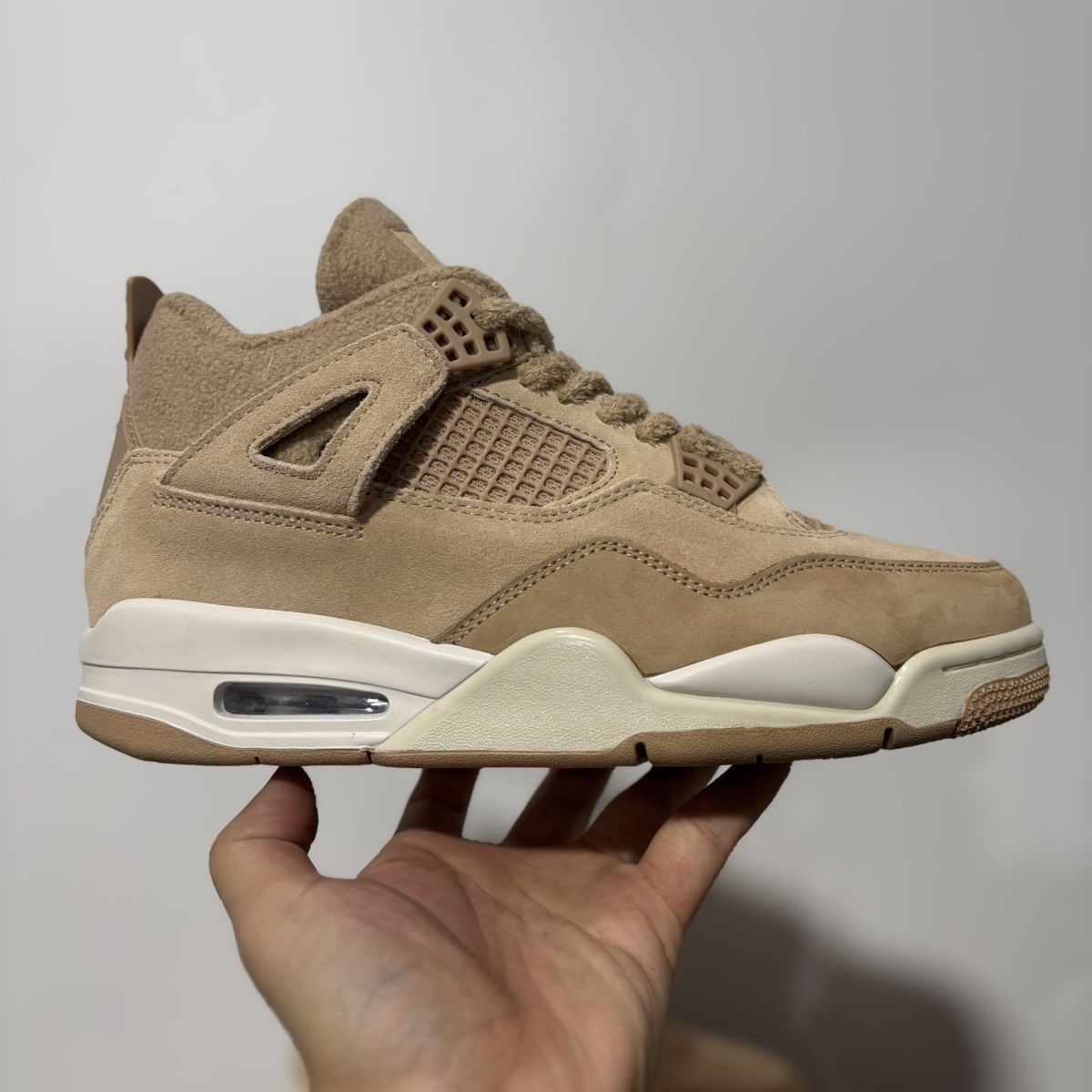 AJ4浅棕毛绒 F纯原版⚡️Air Jordan 4 乔4浅卡其色篮球鞋HV0823-200尺码：36-47.5