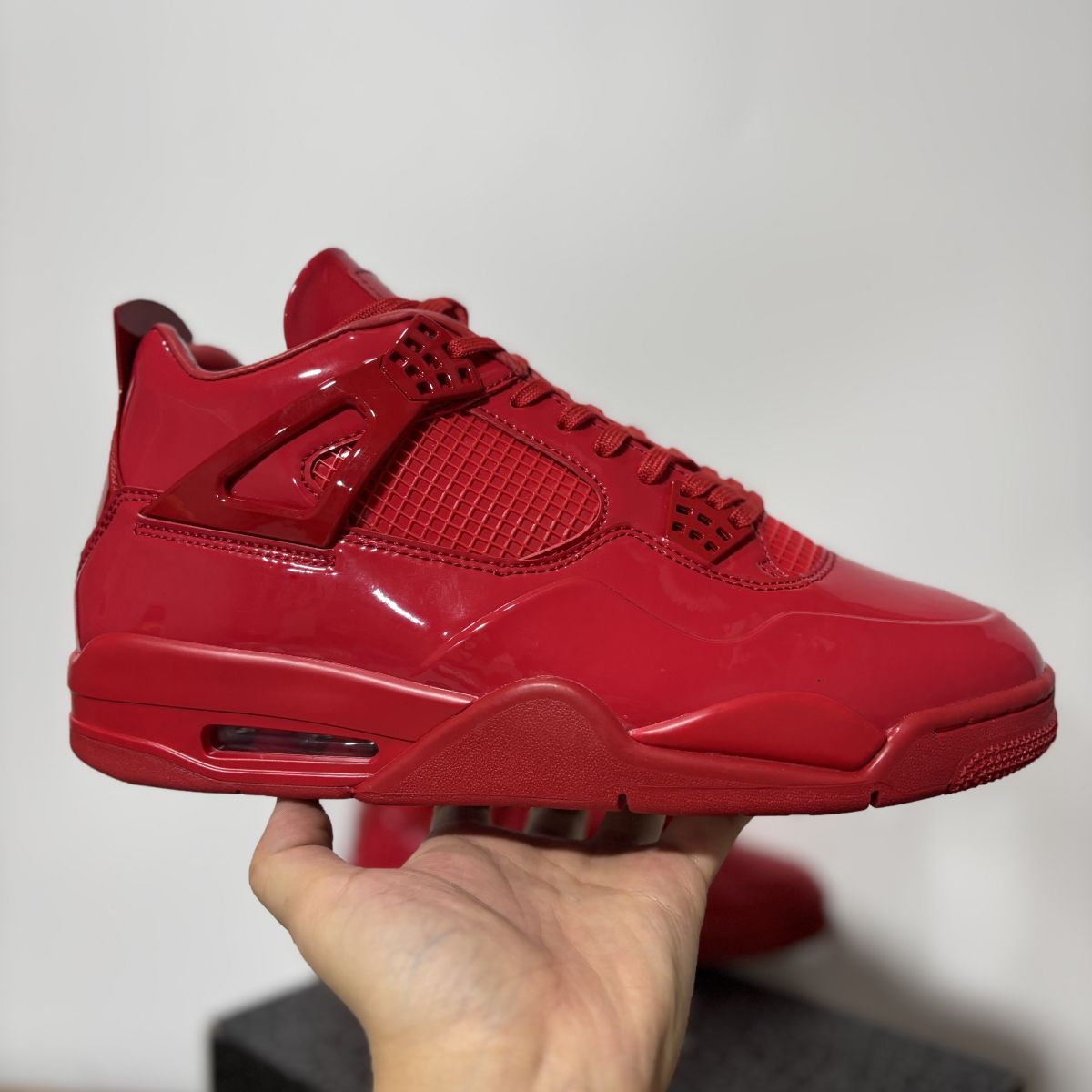 AJ4红漆皮 纯原版⚡️Air Jordan 4 Retro 11Lab4 Red 乔4大红皮革 舒适 减震防滑 中帮 复古篮球鞋 719864-600尺码：40-47.5