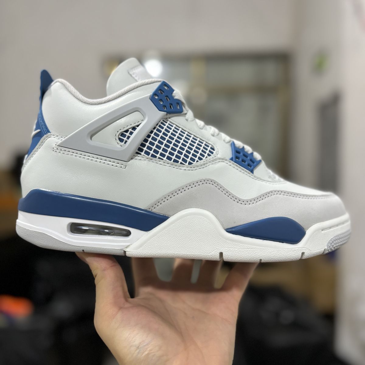AJ4灰蓝复刻 Y3纯原版⚡️Air Jordan 4 "Military Blue"乔4 2024白蓝复刻篮球鞋 FV5029-141尺码：40-48.5有45.5