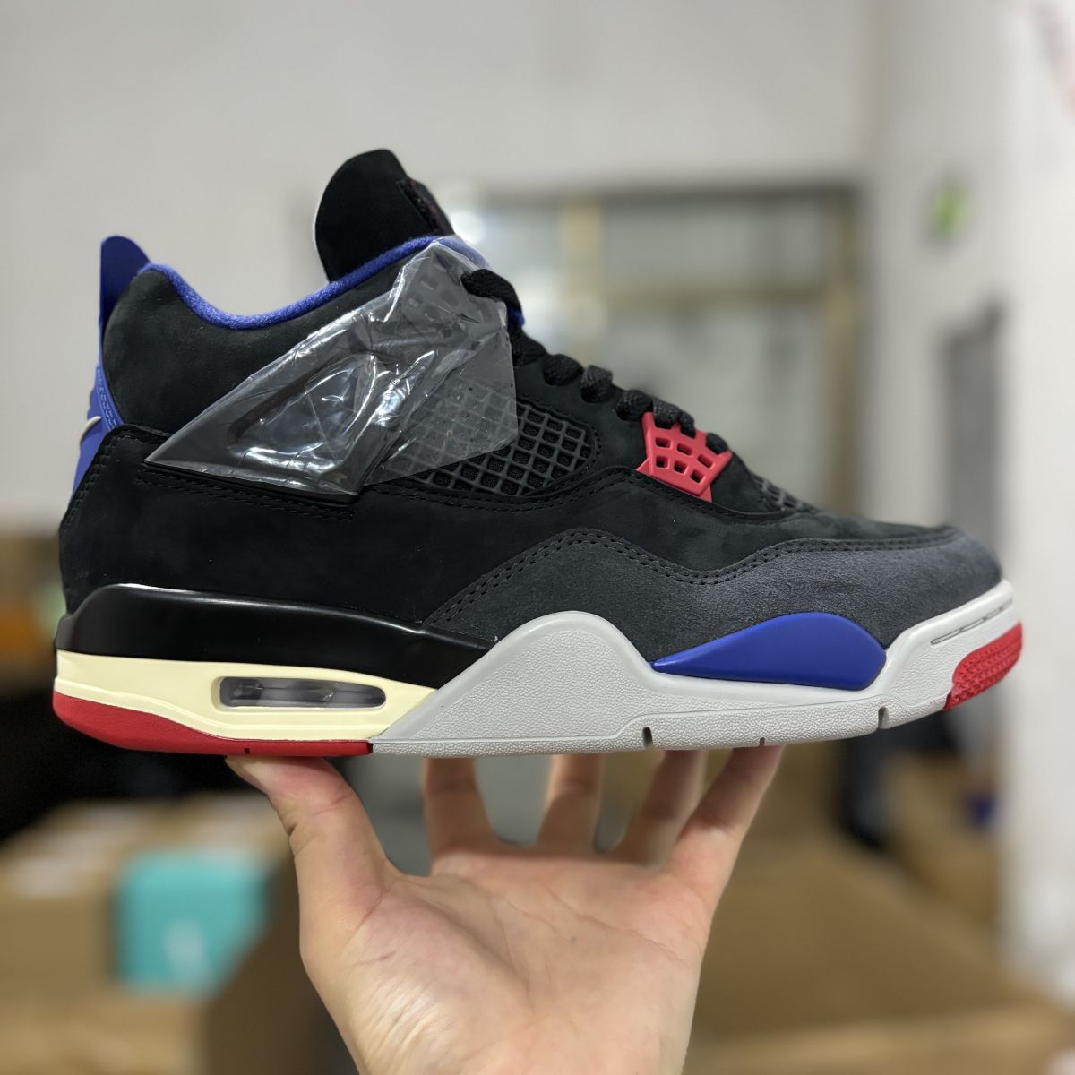 AJ4黑蓝红鸳鸯 OG版⚡️Air Jordan 4 Rare Air “Laser” 乔4舒适 防滑耐磨 中帮 复古篮球鞋 鞋舌可换 FV5029-003尺码：36-47.5