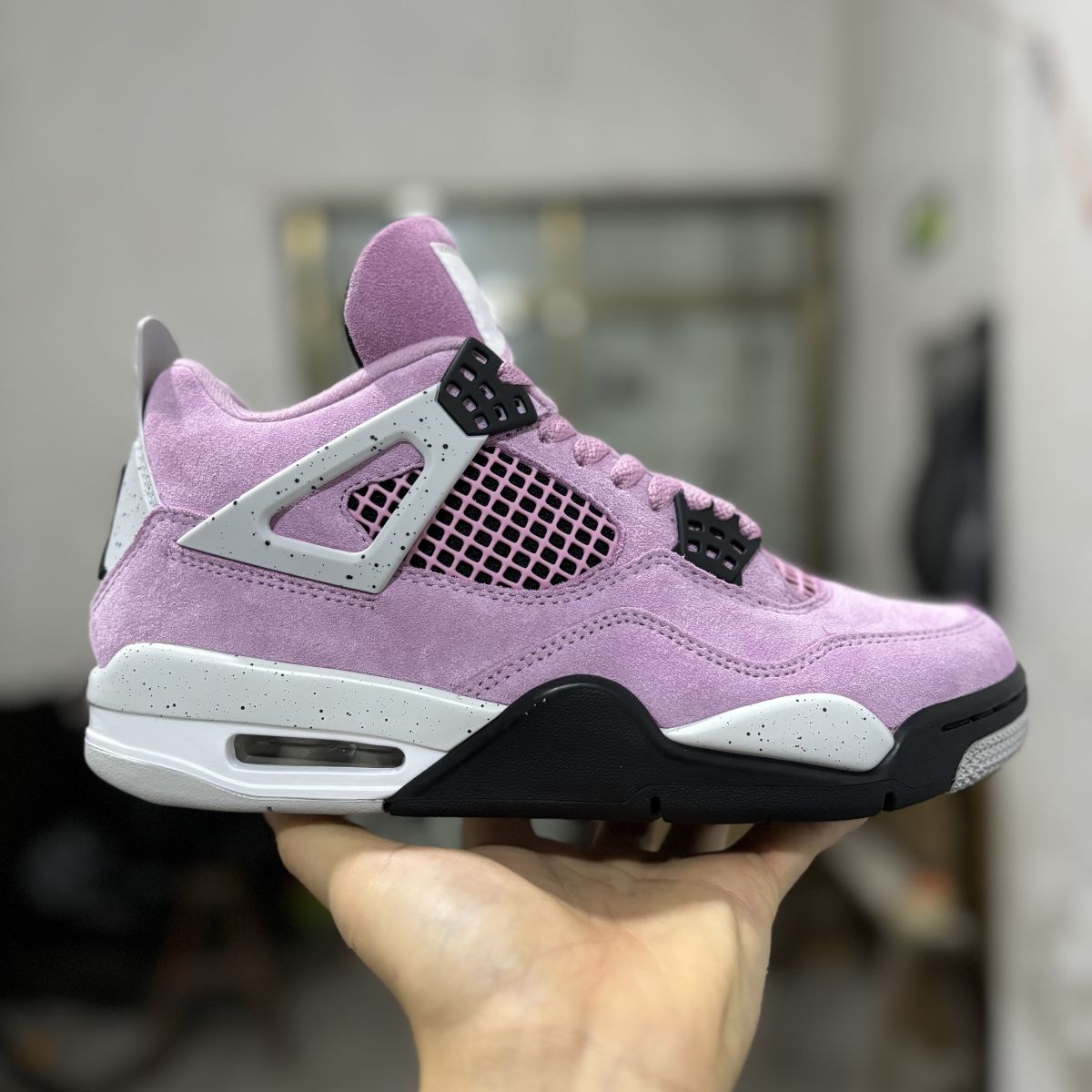 AJ4黑粉紫 OG纯原版⚡️Air Jordan 4 “Orchid”乔4翻毛皮篮球鞋 头层皮 AQ9129-501尺码：36-47.5