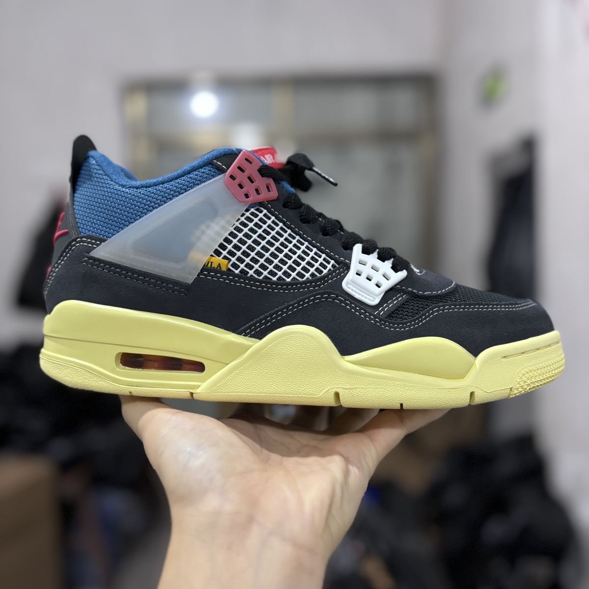 AJ4 UN黑蓝 裁片纯原版⚡️Air Jordan 4 x Union乔 4 联名 南海岸黑蓝 篮球鞋 DC9533-001尺码：40-47.5
