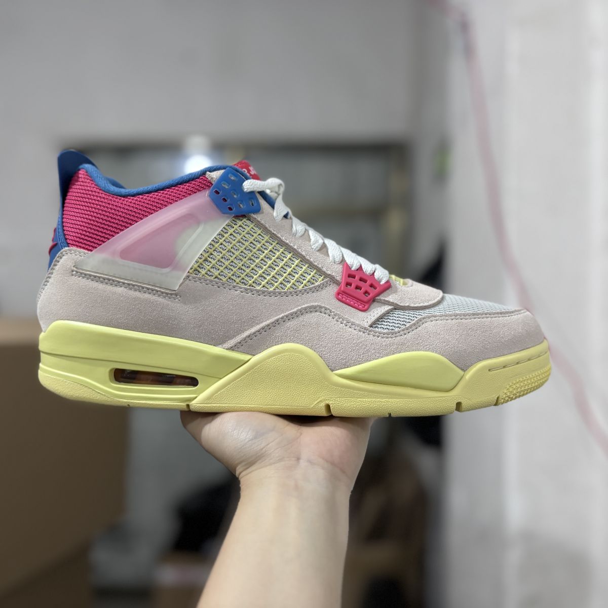 AJ4 UN蓝海岸 GX版⚡️Air Jordan 4 x Union乔 4 联名 南海岸粉红蓝 篮球鞋 DC9533-800尺码：40-50.5，49 50.5加50