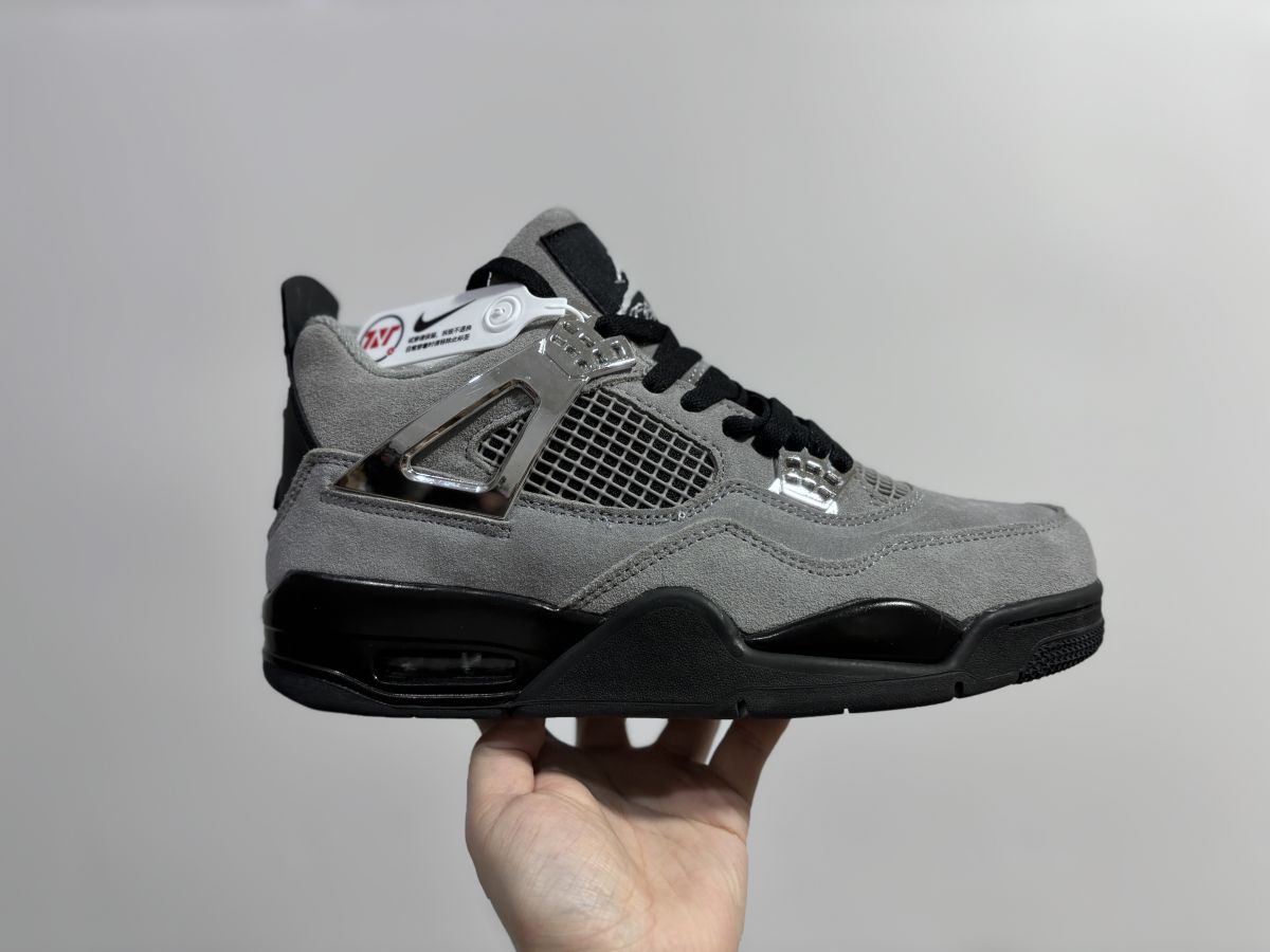 AJ4黑灰金属 Air Jordan 4 乔4金属液态篮球鞋AQ9129-005尺码：36-47.5