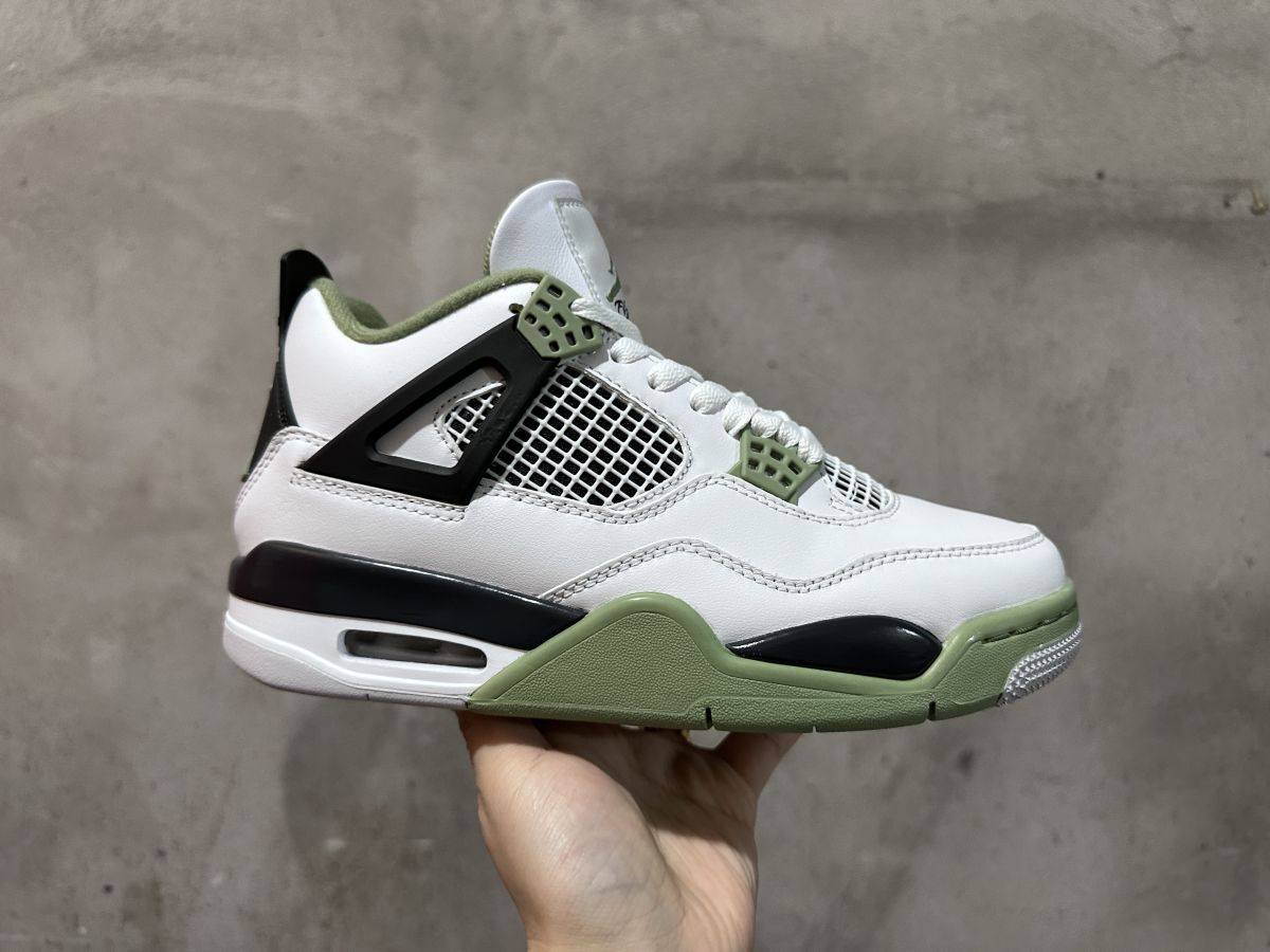 AJ4海沫绿 Air Jordan 4 乔4白绿黑复古男女同款篮球鞋 AQ9129-103尺码：36-47.5