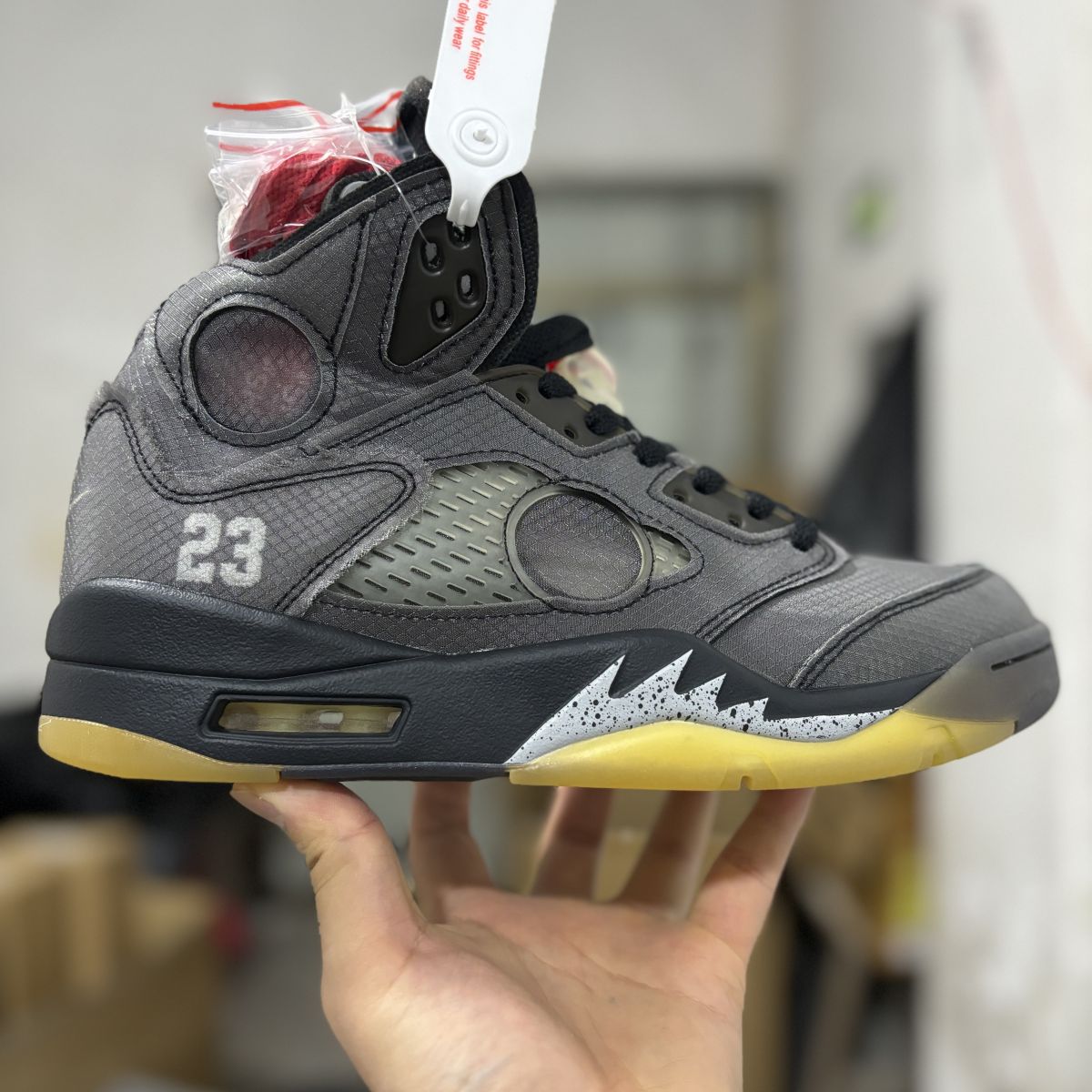 AJ5 ow黑蝉翼 OG纯原版⚡️OFF-White X Air Jordan 5 乔5 OW联名解构蝉翼半透明运动鞋 CT8480-001 尺码：40-47.5 男
