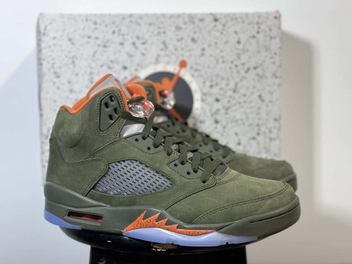 AJ5橄榄绿 特供LJR出品⚡️Air Jordan 5 "Olive"乔 5绿橙橄榄绿篮球鞋 DD0587-308  尺码：40-48.5 男