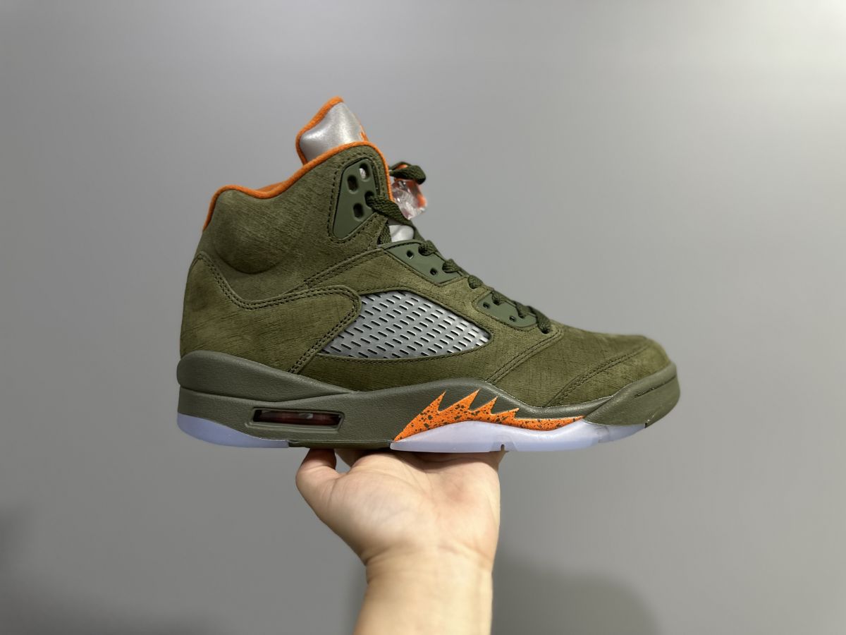 AJ5橄榄绿 裁片纯原⚡️Air Jordan 5 "Olive"乔 5绿橙橄榄绿篮球鞋 DD0587-308  尺码：40.5-47.5 男