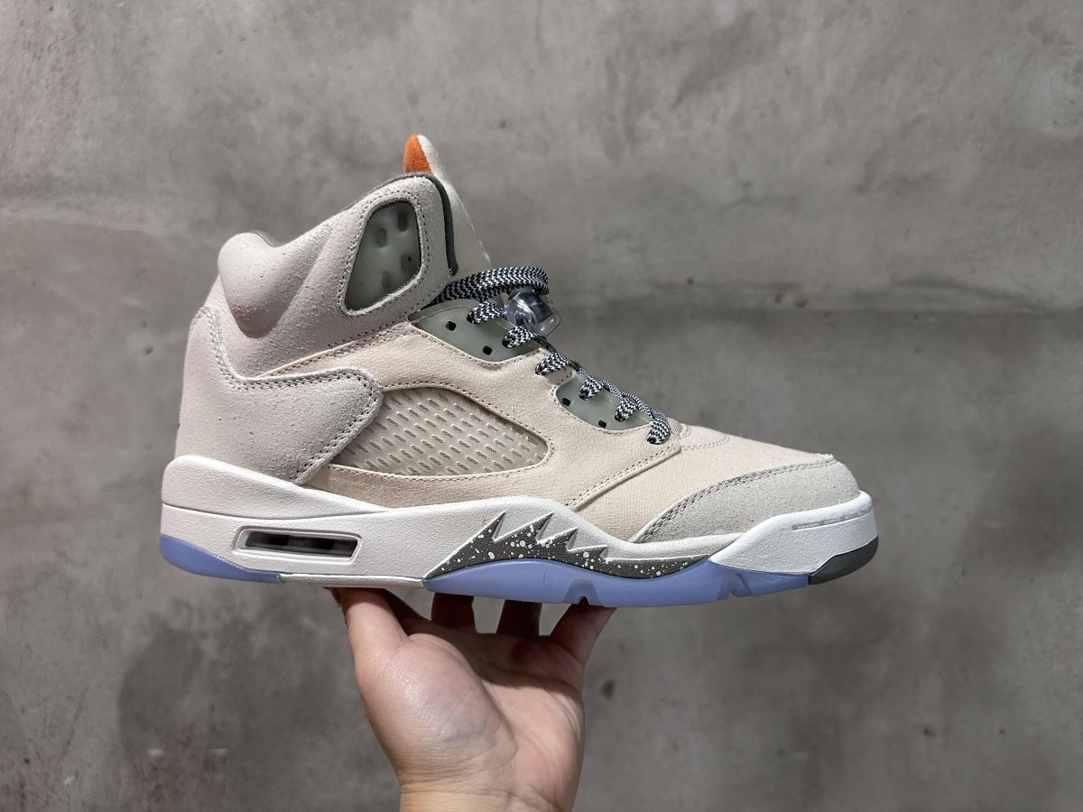 AJ5米白帆布橙 原盒正确版️ Air Jordan 5 SE Craft 乔 5 水晶底 米白棉布橙篮球鞋 FD9222-180 尺码：40-47.5 男