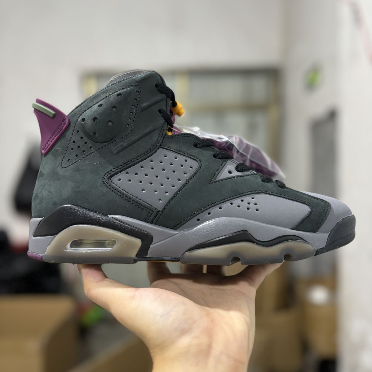 AJ6灰黑紫 纯原⚡️Air Jordan 6 retro "bordeaux" 乔6潮流舒适 中帮 复古篮球鞋 男款 尺码：40-47.5