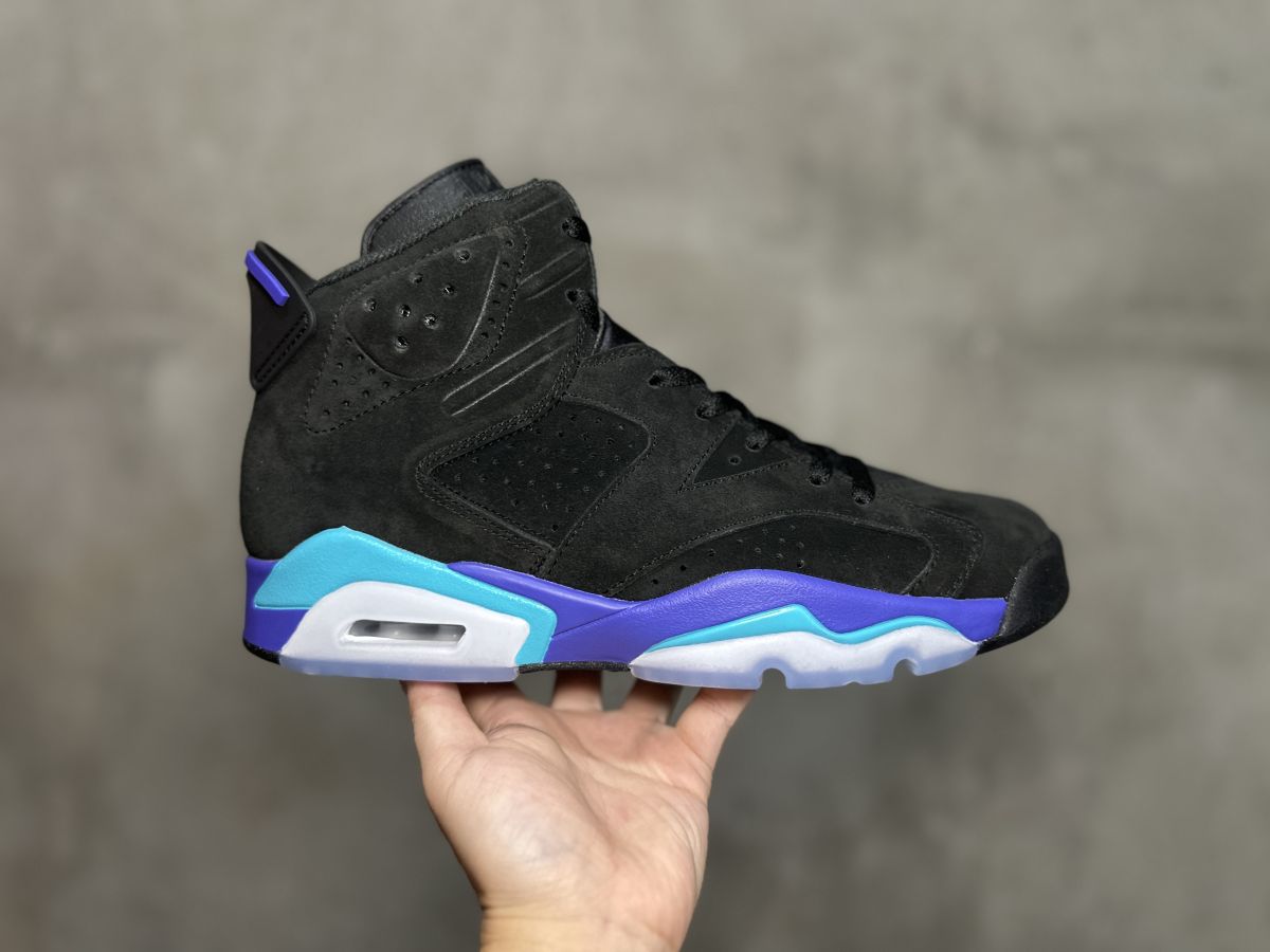 AJ6黑紫 裁片纯原版⚡️Air Jordan 6 Aqua 乔 6 黑紫篮球鞋 CT8529-004 尺码：40.5-47.5男